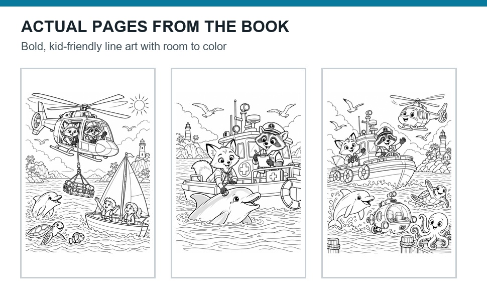 Actual ocean rescue vehicle pages from inside the book